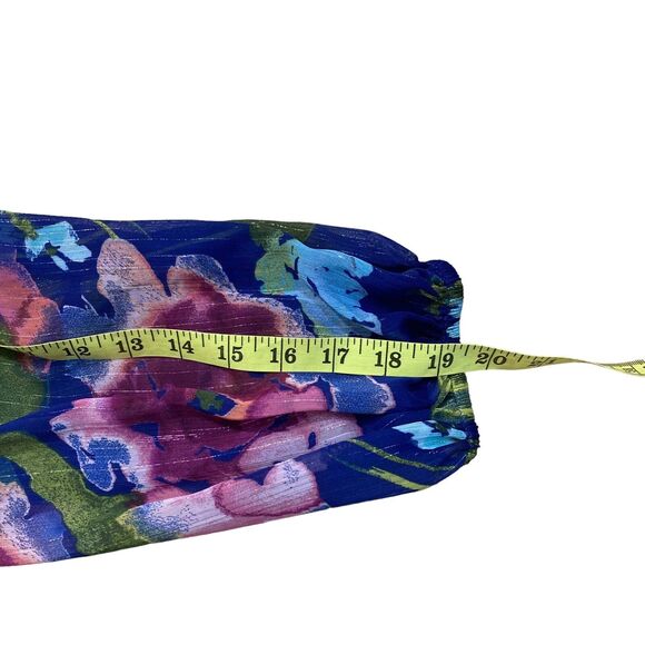 Julia Jordan Size 8 Blue Floral Midi Dress 3/4 Sleeve Chiffon V Neck NWT - Picture 7 of 9